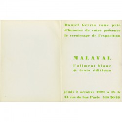 Malaval, l'aliment blanc, à la galerie Daniel Gervis, à Paris le 7 octobre 1971