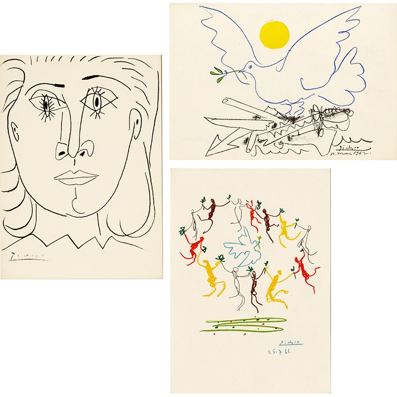 lot de 3 cartes postales anciennes de Pablo Picasso