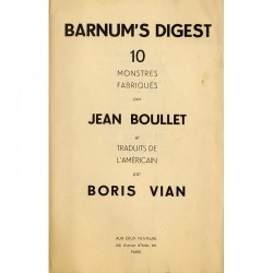 prospectus de lancement du livre "Barnum's Digest", Boris Vian illustrés par Jean Boullet, 1948