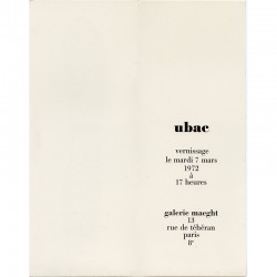 carton d'invitation au vernissage de l'exposition de Raoul Ubac, à la galerie Maeght, à Paris,  le 7 mars 1972