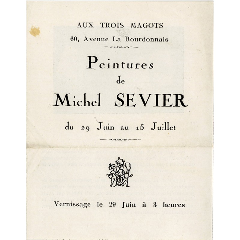 Michel Sevier, galerie "Aux trois Magots", 1928