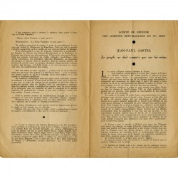 tract rédigé par Jean-Paul Sartre au nom du Comité de défense des libertés républicaines du VIe arrondissement