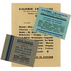 3 cartons d'invitation de la galerie Champigny, à Paris (1926-1927