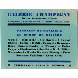 "Paysages de Banlieue et bords de rivières" invitation, Galerie Champigny, 1926-1927