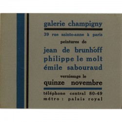 Brunhoff, Le Molt, Sabouraud, carton d'invitation, Galerie Champigny, 1926