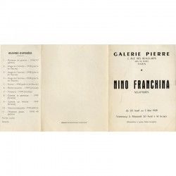 carton d'invitation au vernissage de l'exposition de Nino Franchina , Galerie Pierre, 1949