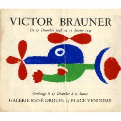 couverture du carton d'invitation dépliant de l'exposition Victor Brauner, galerie René Drouin