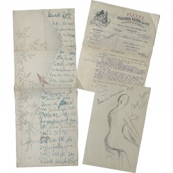 lettres manuscrites et dessin de Jane et Robert Mortier