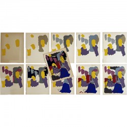 lithographie de Pierre Ambrogiani "Personnages et paysage"