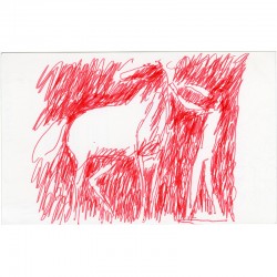 dessin original au feutre rouge de Paul Guiramand, 1995