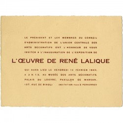 René Lalique, exposition de l'Union Centrale des Arts Décoratifs, Paris, 10 février 1933