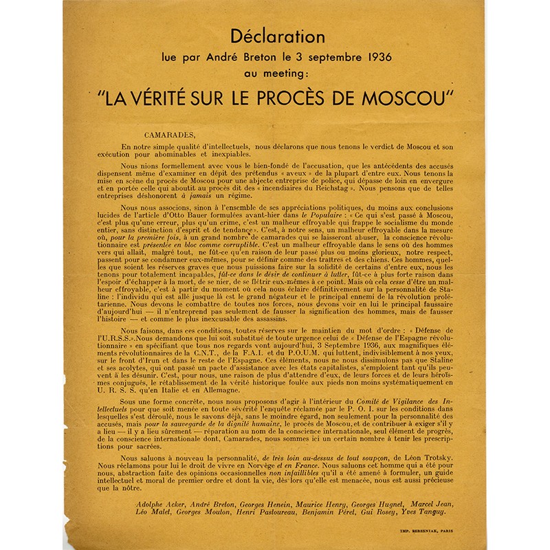 André Breton, La vérité sur le procès de Moscou, 1936