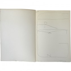 dessin original à l'encre de Giuseppe Santomaso sur le catalogue de son exposition à la Fondation Joan Miró, 1979