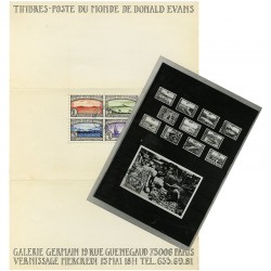 exposition des timbres de Donald Evans, galerie Germain, 1975