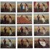variations satyriques en 12 cartes postales du tableau "L'Angélus" de Millet par Yves Yacoël