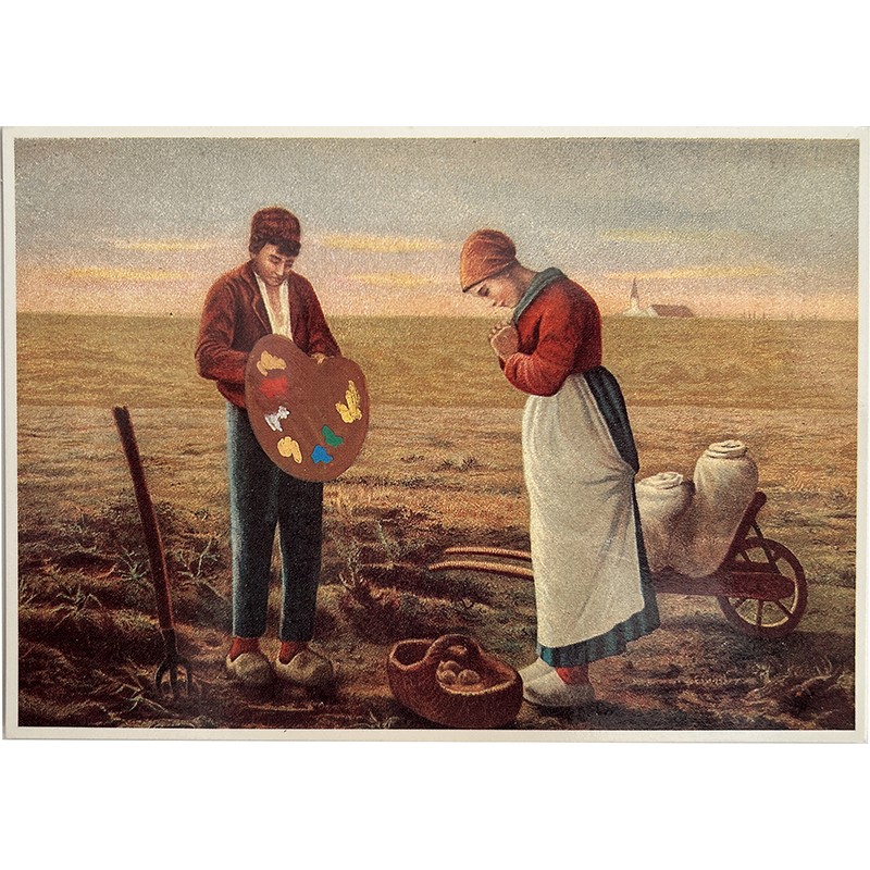 12 cartes postales de Yves Yacoël, L'angelus, d'après Millet, ca 1982
