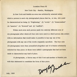 Douglas Huebler, Location Piece #2, NYC — Seattle, Washington, 1969