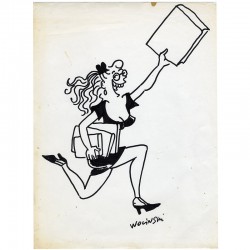 Wolinski, dessin original au feutre, s.d.