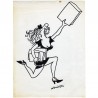 Wolinski, dessin original au feutre, s.d.