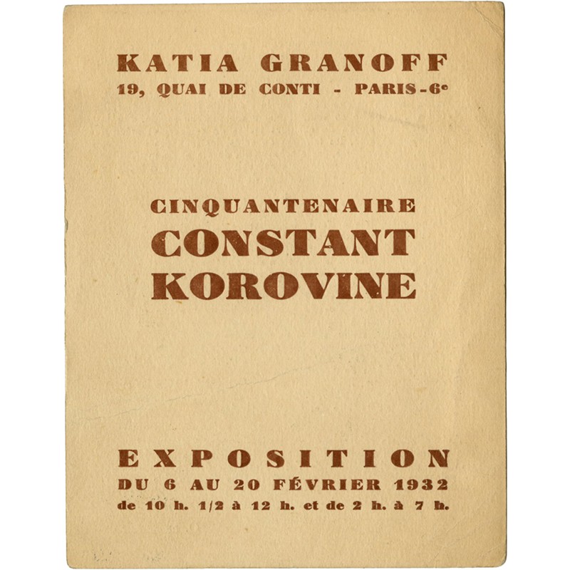 Constant Korovine, galerie Katia Granoff, texte de  O. de Klemm, 1932