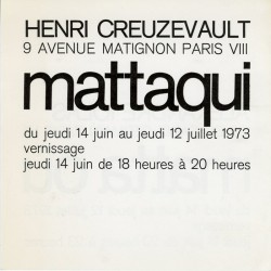 exposition de Matta "Mattaqui" à la galerie Henri Creuzevault, à Paris, du 14 juin au 12 juillet 1973