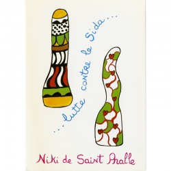 invitation du Musée des Arts Décoratifs :  dessins de Niki de Saint Phalle extraits de "Le sida, tu ne l'attraperas pas", 1990