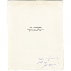 carte de voeux de Paul Guiramand, dédicacée au stylo bille bleu