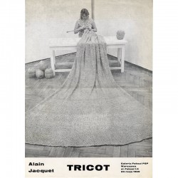 feuillet distribué pendant l'exposition-performance d'Alain Jacquet "Tricot", à la Galeria Foksal, à Varsovie, en mai 1969