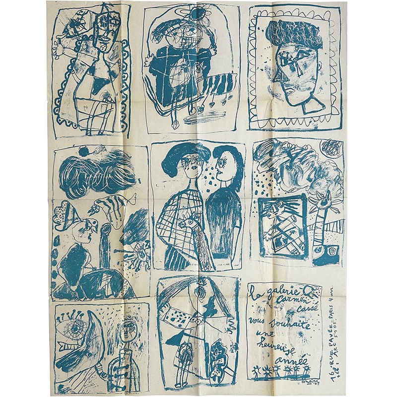 Carte de vœux de la galerie Carmen Cassé (Paris) pour l'année 1969