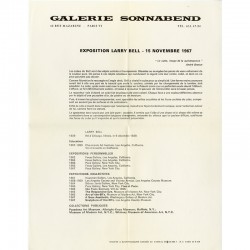 Larry Bell, prospectus de son exposition chez Sonnabend, 1967