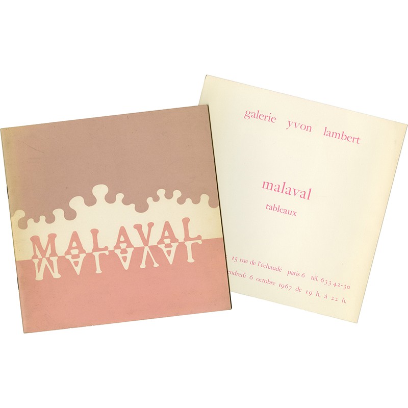 carton d'invitation et catalogue de l'exposition "Tableaux" de Robert Malaval à la galerie Yvon Lambert,  1967