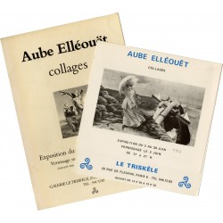 lot de 2 cartons d'invitations d'Aube Elléouët, galerie Le Triskèle, 1977 et 1978