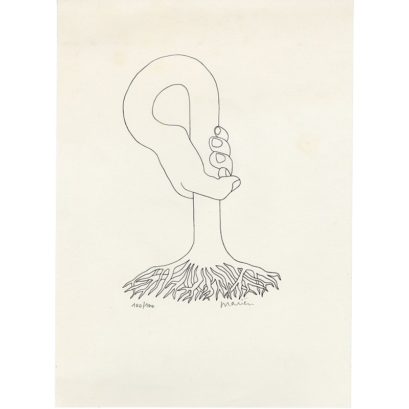 dessin de Marcel Mariën, impression en offset-litho, signé et numéroté au crayon