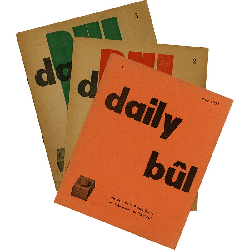 les 3 premiers numéros de la revue Daily-Bûl dirigée par Pol Bury et André Balthazar, 1957