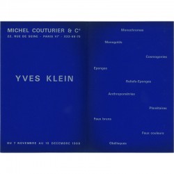 séries d'Yves Klein : Monochromes, Monogolds, Cosmogonies, Éponges, Anthropométries, Feux bruns, Obélisques...