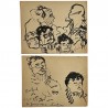 Jean-Pierre Jouffroy, 2 feuillets de portraits de Raoul-Jean Moulin dessinés au feutre, 20 janvier 1952