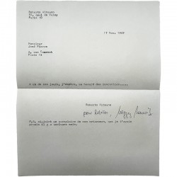 courrier de Roberto Altman adressé à José Pierre, signé par Maggy Mauriz, 1968