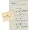 lettre et carte de visite adressées par Gaston Monnerville, président du Conseil de la République, à Gérard Gaussen,  1952
