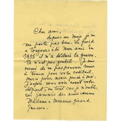 lettre de Gian Francesco Malipiero à Gérard Gaussen, consul à Venise, en février 1956