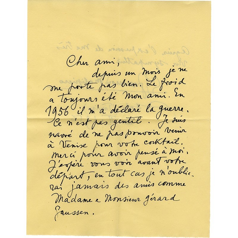 lettre de Gian Francesco Malipiero à Gérard Gaussen, consul à Venise, en février 1956