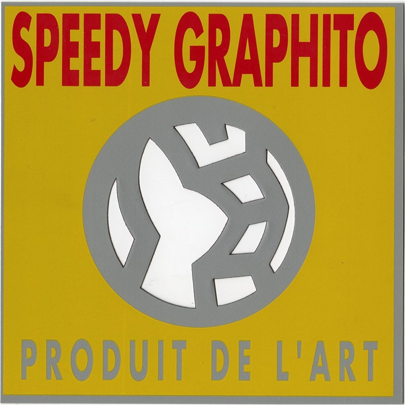 carton d'invitation pour l'exposition de Speedy Graphito "Produit de l'art", Espace Lamartine, à Paris, 1990