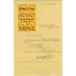 lettre adressée par Jean Luce à Gaston Louis Vuitton, le 15 mars 1958, au sujet d'œuvres de Jean Lurçat