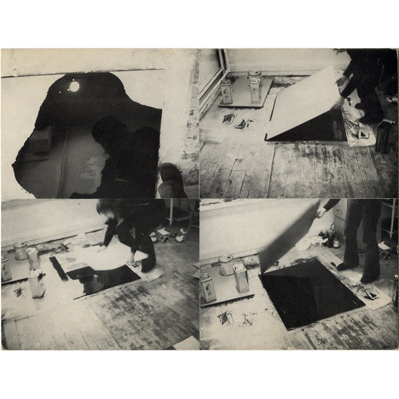 carton d'invitation au vernissage de l'exposition de Dorothea Rockburne à la Galerie Ileana Sonnabend, à Paris, le 16 avril 1971