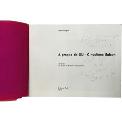 À propos de OU, ex. dédicacé par henri hopin à Bernard Aubertin, édité par E. Veys, Tielt, 974