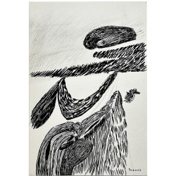 lithographie de Louise Bourgeois insérée dans le catalogue de l'exposition "Rétrospective 1947-1984,  Maeght, 1985