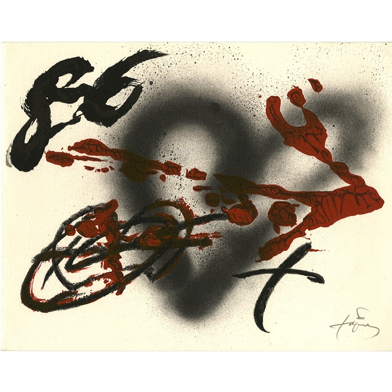 Lithographie d'Antoni Tàpies pour une carte de voeux de la galerie Maeght Lelong