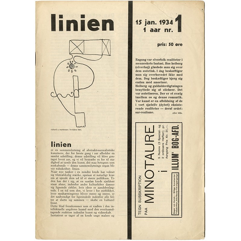1er numéro de la revue surréaliste danoise "Linien", 15 janvier 1934