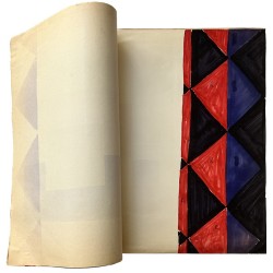 projets pour textile de "Tissu simultané" par Sonia Delaunay, dessinés au feutre avec cerné au stylo bille,