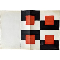 Sonia Delaunay, étude de tissu simultané, ca 1926, feutre avec cerné au stylo bille, en deux couleurs rouge et noir