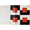 Sonia Delaunay, étude de tissu simultané, ca 1926, feutre avec cerné au stylo bille, en deux couleurs rouge et noir